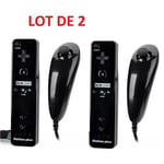 2 X Télécommande Wiimote plus (Motion plus inclus) et Nunchuck pour Nintendo Wii et Wii U - Noir - Straße Game ®