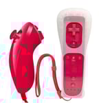 Wii Mote Motion Plus + Nunchuk Kompatibel med Nintendo Wii / Wii U Röd