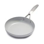 GreenPan Venice Pro Tri-Ply Stainless Steel Healthy Ceramic Non-Stick 20cm Frying Pan Skillet, PFAS Free, Egg Pan, Omelette Pan, Multi Clad, Induction, Oven Safe, Silver