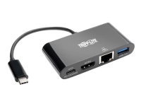 Tripp Lite USB C to HDMI Multiport Video Adapter Converter w/ USB-A Hub, USB-C PD Charging, Gigabit Ethernet Port, USB Type C to HDMI, USB Type-C - Dockningsstation - USB-C - HDMI - 1GbE