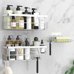 Kegii Etagere Douche sans Percage - Rangement Salle de Bain avec Porte-Savon, Convient aux Salles de Bains et aux Cuisines