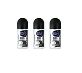 3 x Nivea MEN  Black & White Deodorant 48H Anti-Perspirant Roll On 50ml