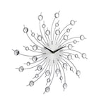 Relaxdays Horloge murale soleil avec perles strass diamant moderne cuisine salon sans Tic-Tac 50 cm, argent, 50 x 50 x 4 cm