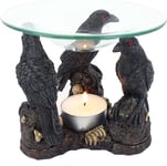 3 Gothic Dark Raven Skull Wax Tart Warmer Oil Burner Tealight Candle Holder