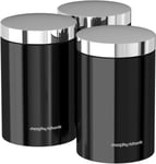 Morphy Richards 974065 Accents Kitchen Storage Canisters, Stainless Steel, Blac