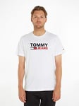 Tommy Jeans Reg Corporate Logo T-Shirt - White, White, Size M, Men