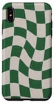 iPhone XS Max Retro Wavy Forest Sage Green Checkered Checkerboard Case