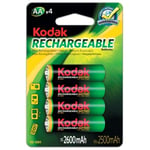 Kodak 4-pack Aa Laddningsbara Batterier, 2600 Mah, Nimh