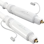 KabelDirekt – Cable optique audio avec 0% de perte de signal et capuchon de protection – 1 m – Câble TOSLINK blanc (Câble fibre optique pour home cinéma, amplificateurs, PS4, Xbox, S/PDIF)
