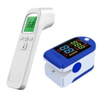 [UK-1] 2 PC Portable Pulse_0ximeter/Forehead_Thermometer Set, Blood Oxygen Saturation Monitor with Alarm with LED Screen | Digital Readings