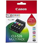 Canon CLI-526 C M Y BK VALUE Pack de 4 cartouches (Noir Cyan Magenta Jaune) +50 feuilles Papier Photo Canon 10x15cm Certifié Canon (Plastique Obsolète 2018)