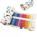 New 36/48/72 Holes Canvas Wrap Roll Up Pencil Bag Pen Case Holde Zoo