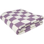 Ceannis Knitted Check Pledd 130x160 cm, Lilac Syren Bomull