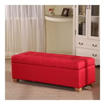 Ottoman Storage Box Chair Seat Footstool, Cube Stool With Storage Compartmen, Large Practical Storage Volume, For Living Room Bedroom Hallway Storage Ottoman Bench ( Color : Red , Size : 80x40x40cm )