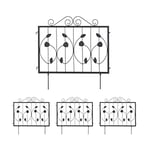 Relaxdays Bordure de Jardin, HxL par pièce: 60 x 60 cm, clôture à Planter, 4 éléments décoratifs, métal, Noir