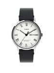Timex Waterbury Classic 40Mm 3 Hand Sst Case White Dial Black Strap Gents Watch
