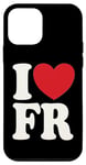 Coque pour iPhone 12 mini J'aime FR I Heart FR Initiales Hearts Art F.R