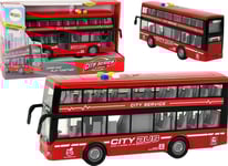Leantoys Batteridriven Dubbeldäckad Buss Ljus Ljud Drivning Friktion Röd 1:16