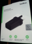 Belkin Boost Charge Wall Charger with PPS. For Samsung (25W) & Apple (20W).Black