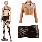 Hot Anime Attack on Titan Cosplay Shingeki no Kyojin Jacka Recon Corps Läderkjol Hookshot Bälten Hängslen Ackerman Costume Full Set S