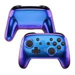 eXtremeRate Coque de Remplacement pour Nintendo Switch Pro Manette, Coques Avant Arrière Poignées Grips pour Manette Switch Pro Coque Customisé Caméléon Violet Bleu