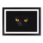 Big Box Art Eyes of a Cat Painting Framed Wall Art Picture Print Ready to Hang, Black A2 (62 x 45 cm)
