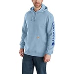 Carhartt Men's Loose Fit Midweight Logo Sleeve Graphic Sweatshirt, Alpine Blue Heather, L