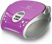 Scd24-Lecteur Cd Pour Enfants-Radio Cd-Chaîne Hi-Fi-Boombox-Tuner Radio Fm-Mémoire De Pistes-Puissance 2 X 1,5 W Rms-Fonctionne Sur Secteur Et Sur Piles-Mauve