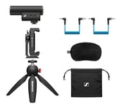 Sennheiser MKE 400 + Mobile Kit, Directional On-Camera Microphone with Smartphone Clamp & Manfrotto PIXI Mini Tripod, 509257, Black