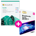 Pack Microsoft 365 Famille + Bitdefender Total Security - 3 appareils - Mail Renouvellement 1 an