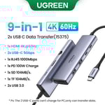 UGREEN 10Gbps USB C HUB 4K60Hz type-c vers HDMI RJ45 PD100W SD & TF adaptateur USB pour Macbook iPad Samsung accessoires d'ordinateur portable Docking - Type 5Gbps 9-in-1 4K60Hz