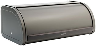 Brabantia Roll Top Bread Bin (Platinum) Front Opening Flat Top Bread Box, Fits 2 Loaves, Large