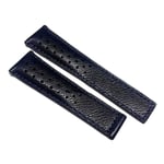 Black leather strap with blue stitching for TAG Heuer Monaco FC6300 22mm