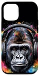 iPhone 12/12 Pro Gorilla Headphones Monkey Colorful Animal Art Print Graphic Case