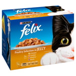 Felix Poultry Selection In Jelly Wet Cat Food Pouches - 12 X 100g