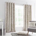 Catherine Lansfield Crushed Velvet 90x90 Inch Lined Eyelet Curtains Two Panels Natural