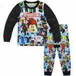 Roblox Pyjamas Set för Pojkar, Spelkaraktär T-shirt och Byxor 2-delad Pyjamas, 5-10 år Barn Sovkläder PJ Present (9-10 år)