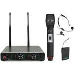 Chord Compact Dual UHF Wireless Microphone Set Handheld Tie-Clip Headset Mics