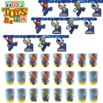 Super Mario Partyware - Pack of 3 Room Banners and 24 Paper Cups