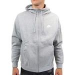 Nike M NSW Club Hoodie FZ BB Sweat-Shirt Homme DK Grey Heather/Matte Silver/(White) FR: 3XL (Taille Fabricant: 3XL-T)