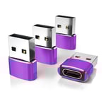 USB till USB C-adapter, USBC hona till A hane OTG-laddare typ C-omvandlare för Apple Watch Ultra iWatch 7 8 9 10, iPhone , Plus Pro Max, AirPods 3 Purple 4pc