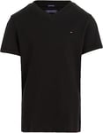 Tommy Hilfiger - Boys Essential Cotton V Neck T Shirt - Band Collar - Tommy Hilfiger Kids - Boys T Shirt - 100% Organic Cotton - Black - 8 Years