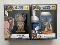 Funko Pop Pin Star Wars Sebula 18 Jango Fett 20 Collectable with Stand NEW UK