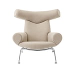 Fredericia Furniture - Wegner Ox Chair, Chrome, Fabric Cat. 1 Grand Linen 0024 - Fåtöljer