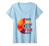 Womens ''Inner Peace Begins With Four Words'' T-Shirt V-Neck T-Shirt