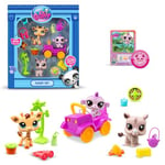Bandai - Littlest Pet Shop - Pack Safari - 3 Animaux et Accessoires - Licence Officielle - Coffret Jouet Animaux Mignons - Mini Figurines Animaux - Jouet Enfant 4 Ans et + - BF00524