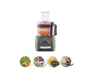 Kenwood Multipro Compact FDP31.020GY Modèle 2023, robot hachoir de cuisine avec 2 vitesses d'usinage + Pulse, bol de 2,1 L, coupe-légumes électrique pour hacher, râper et pétrir, 800 W