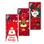 QC-EMART 3PCS Phone Case for Samsung Galaxy A21s Clear Transparent Silicone Shockproof Cover Christmas Merry Xmas Design Soft Protective Skin Sleeve for Samsung Galaxy A21s Red Scarf Bear