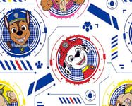Paw Patrol - Dog Faces Children's Fabric - Marshall - Rubble - Chase on White Background 100% Cotton 58" - 147 cm Wide - Craft Fabric by The Metre (7275)