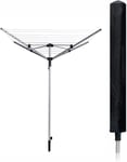 LARGE BLACK HEAVY DUTY ROTARY WASHING LINE COVER CLOTHES AIRER GARDEN PARASOL UK